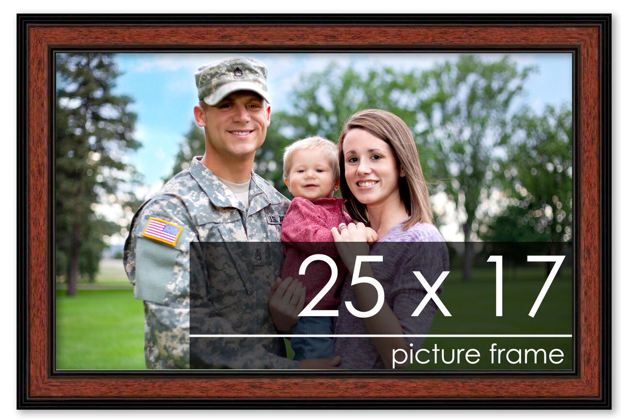 Simple Brown Picture Frame - UV Acrylic, Backing Board, Hanging Hardware Included